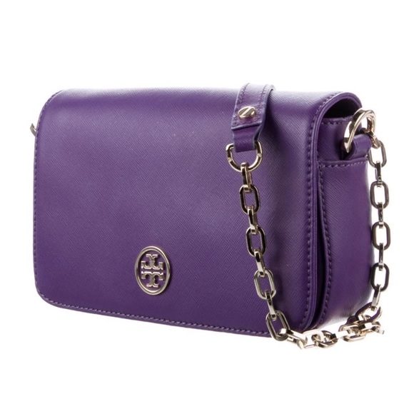 Tory Burch Handbags - Tory Burch Purple Leather Mini Robinson Chain Shoulder Bag